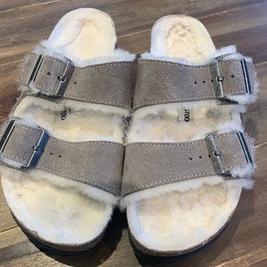Birkenstock Arizona Gray Suede w/ Shearling